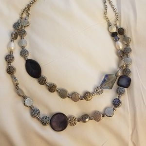 silver and navy necklace